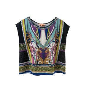 PEACHPUFF Statement Abstract Baroque Print Sleeveless Top SIZE SMALL US 2 4